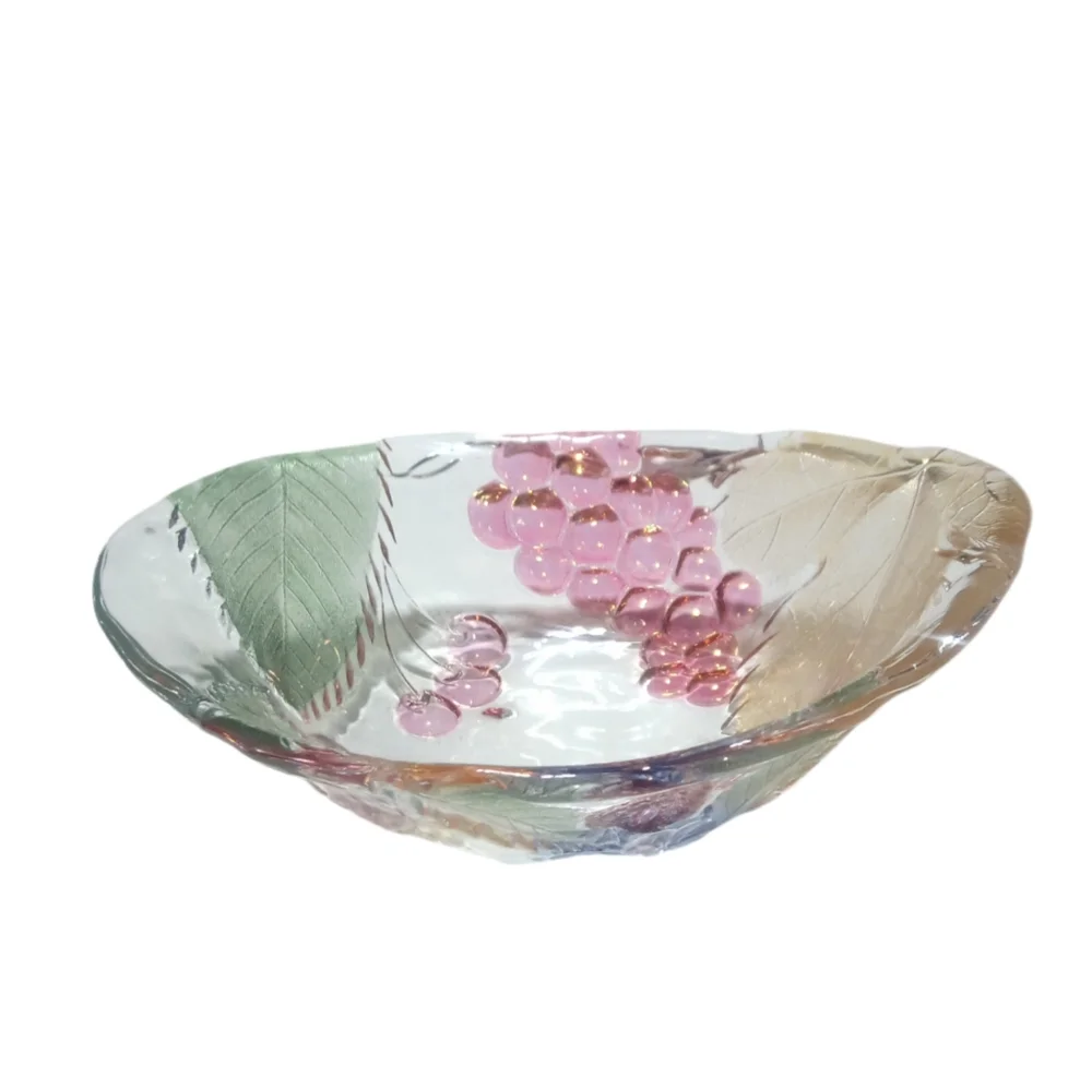 Soga Japanese Art Glass Bowl with Fruit & Floral Design | 7